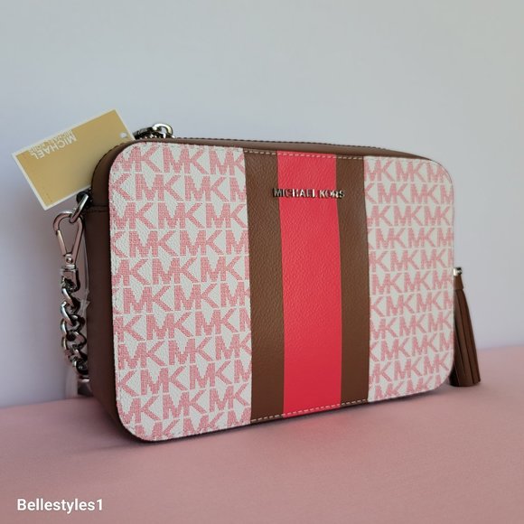 MICHAEL KORS Jet Set Medium Signature Logo Print Camera Bag-Geranium Multi - Picture 3 of 16